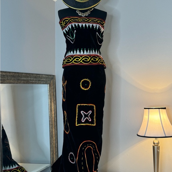 Hand created two piece top and maxi skirt with train. - Picture 2 of 2